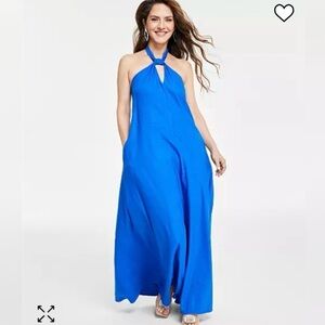 💙 Stunning Cobalt Blue Linen Halter Maxi Dress 💙